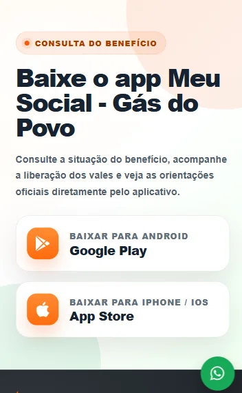 Página mobile Gás do Povo do site Kero Gás